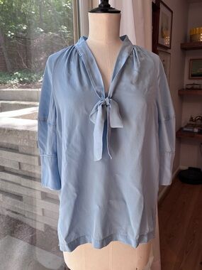 Diane Von Furstenberg Lynn Tie Neck Silk Crepe De Chine Blouse